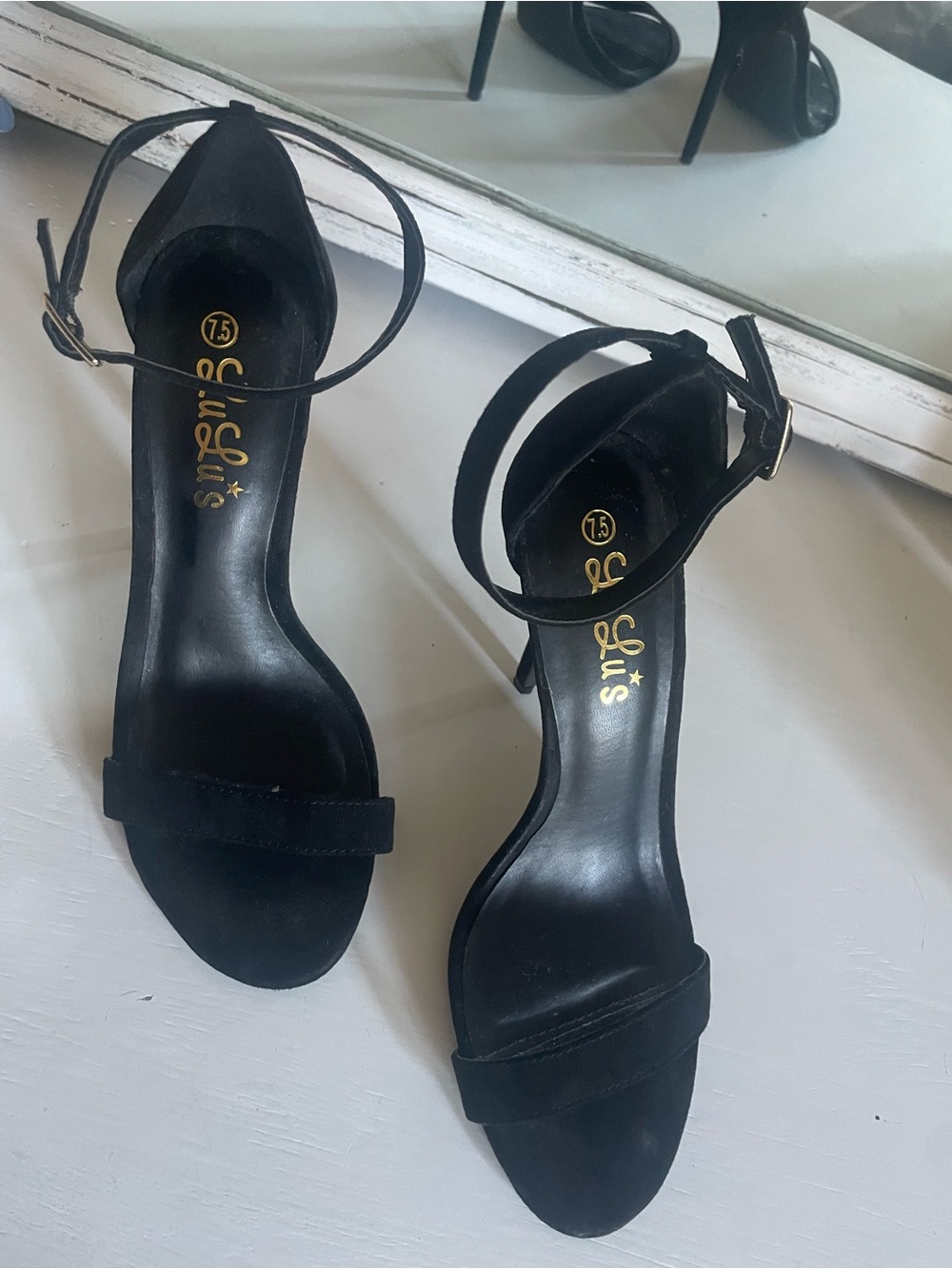 Lulu's Black Suede Ankle-Strap Heels